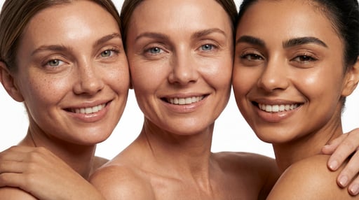 Mujeres con piel radiante y natural